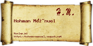 Hohman Mánuel névjegykártya